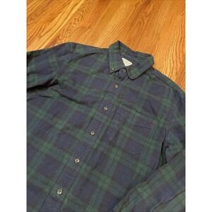 LL Bean Men's Heavy Traditional Fit Flannel Shirt Green Tartan Plaid Size Medium